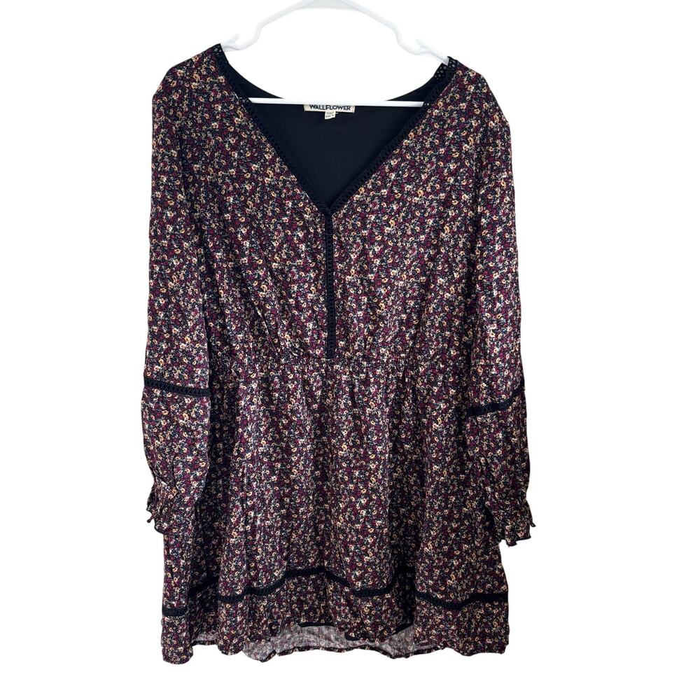 Y2K Wallflower Ditsy Floral Dress Dark Romantic Peasant Size 1X *Belt Missing”